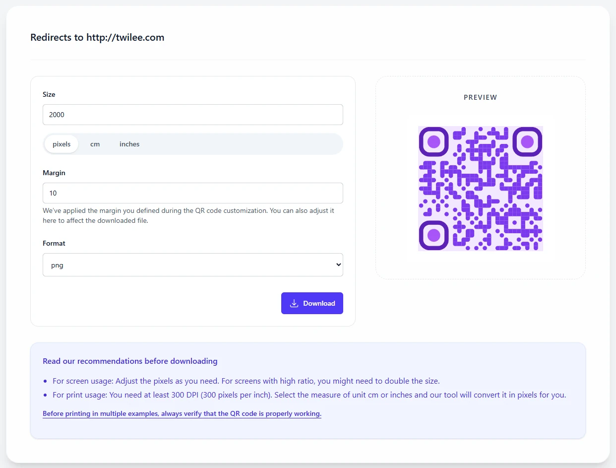 Get your QR code Screenshot