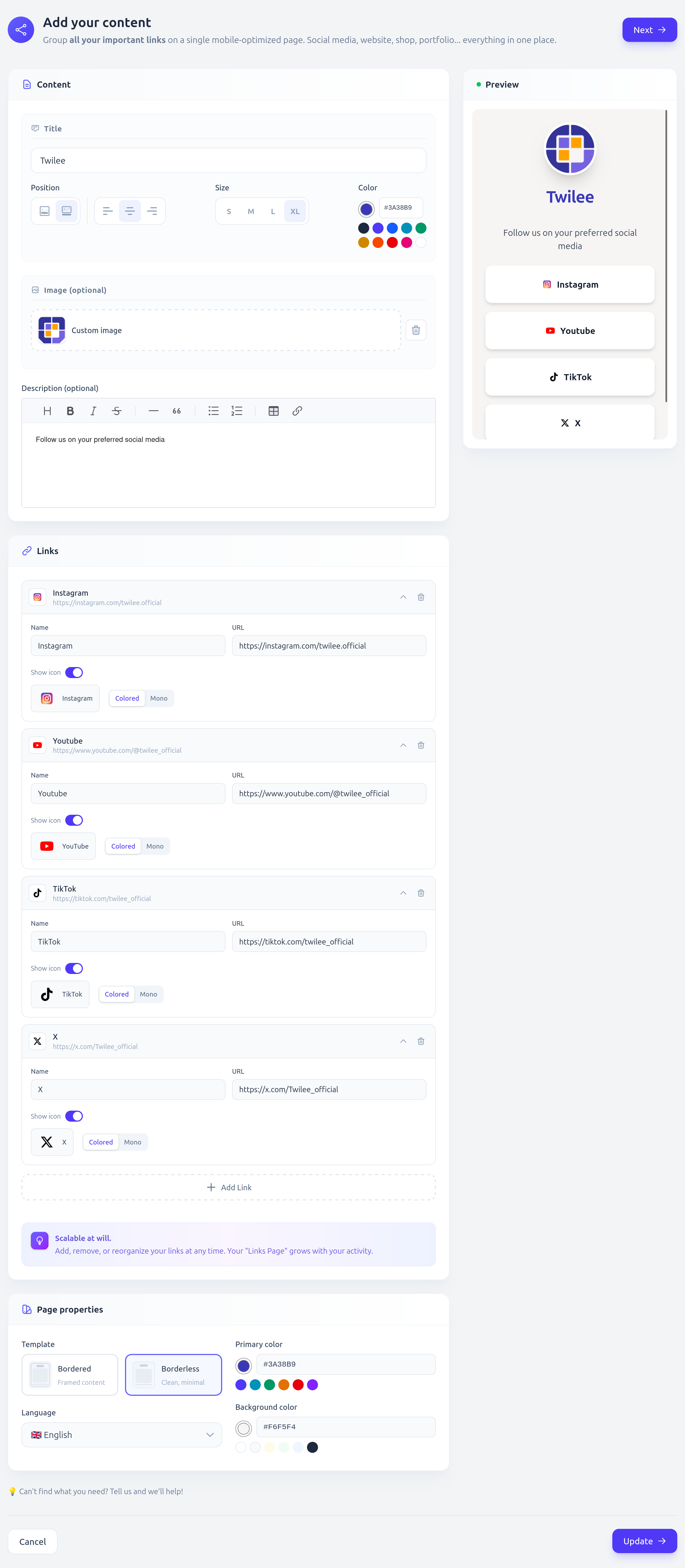 Add your content Screenshot