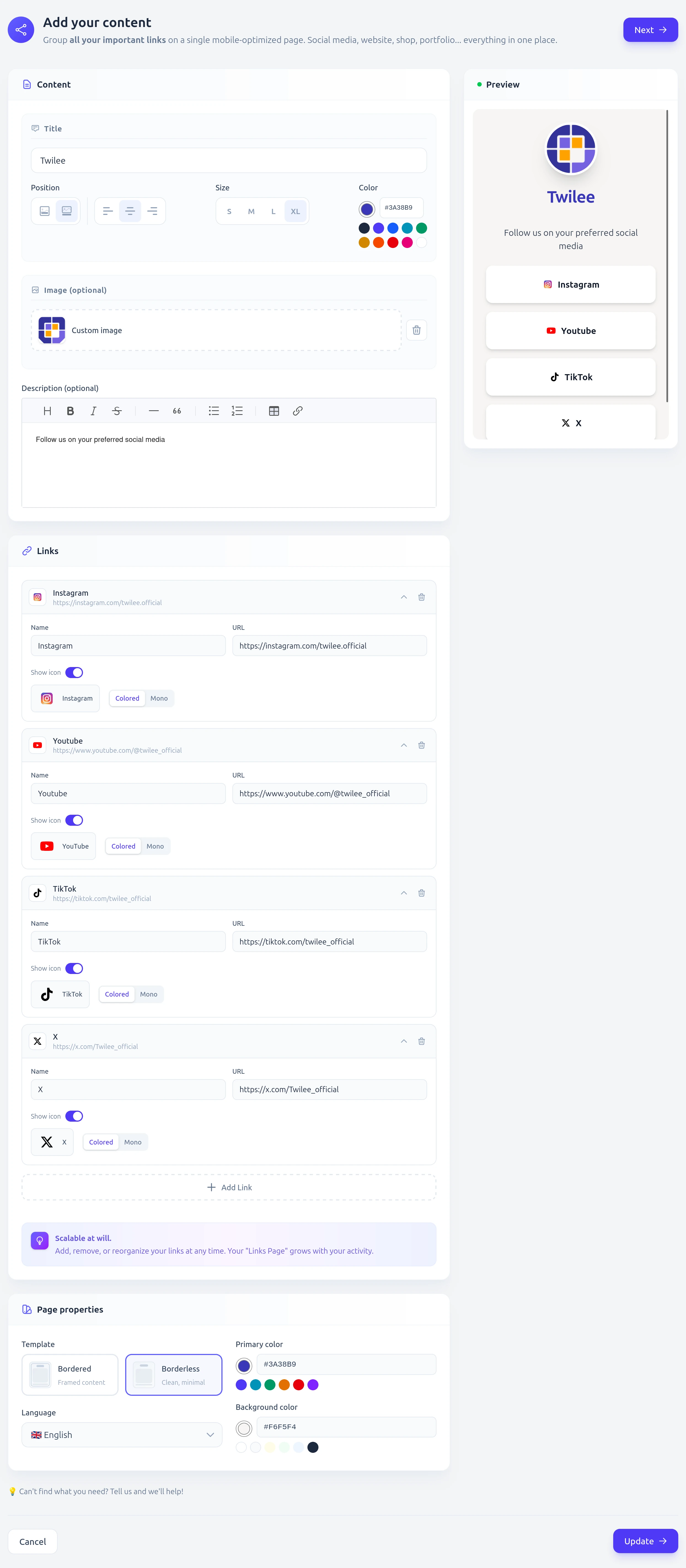 Add your content Screenshot