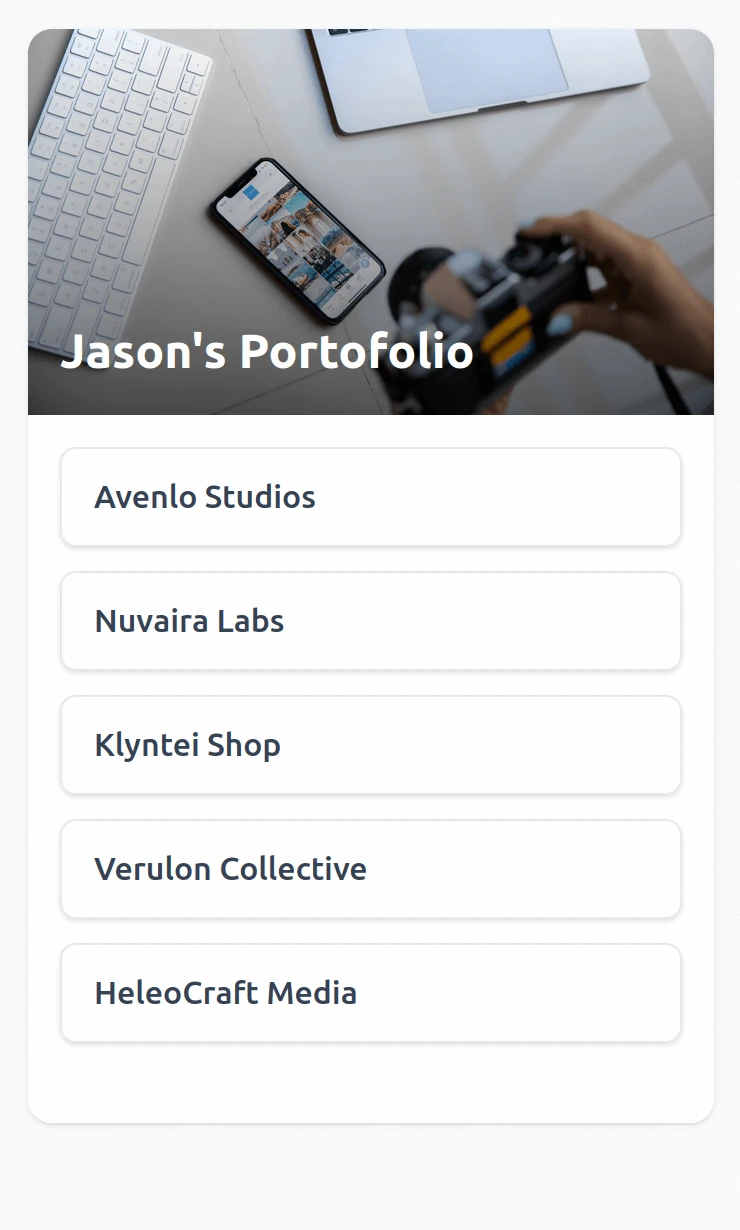 Prévia de página de links de portfólio