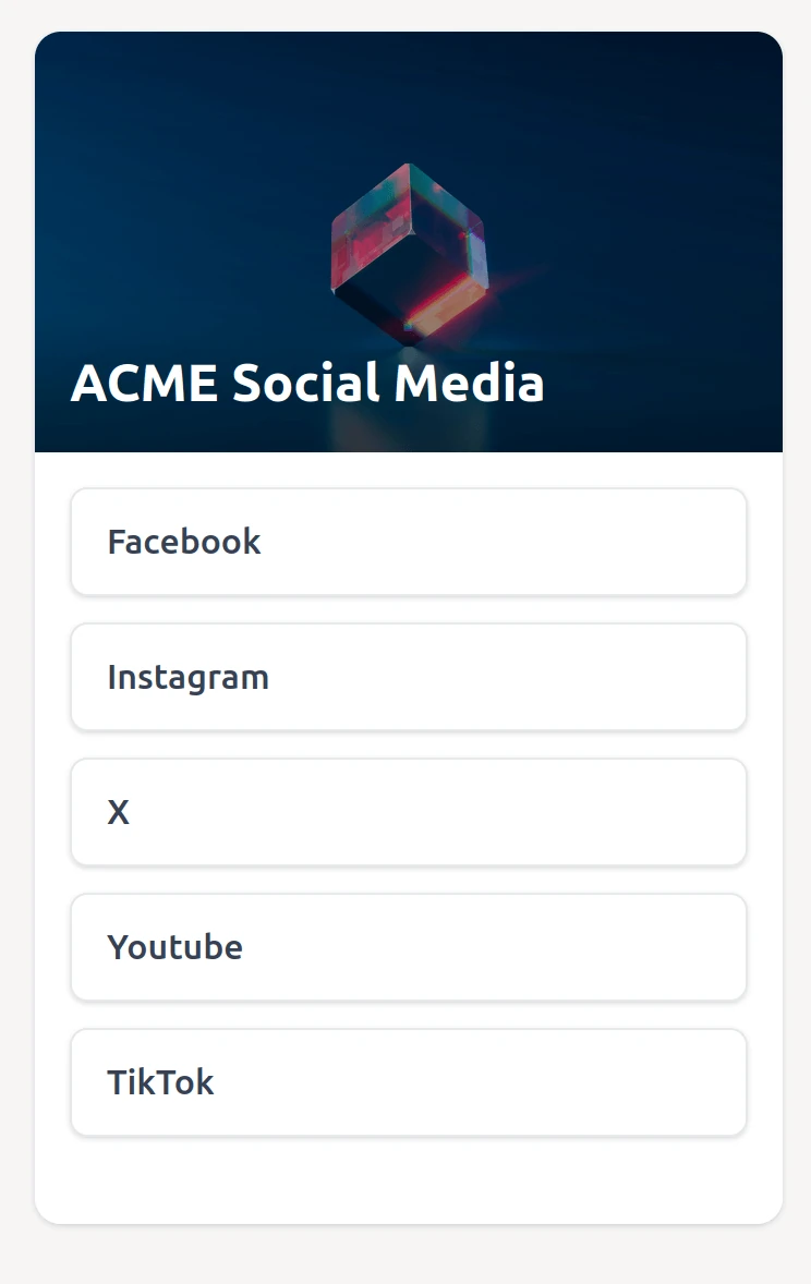 Prévia da página de links do Twilee no telemóvel