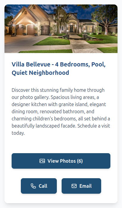Twilee photo gallery page with real estate photos