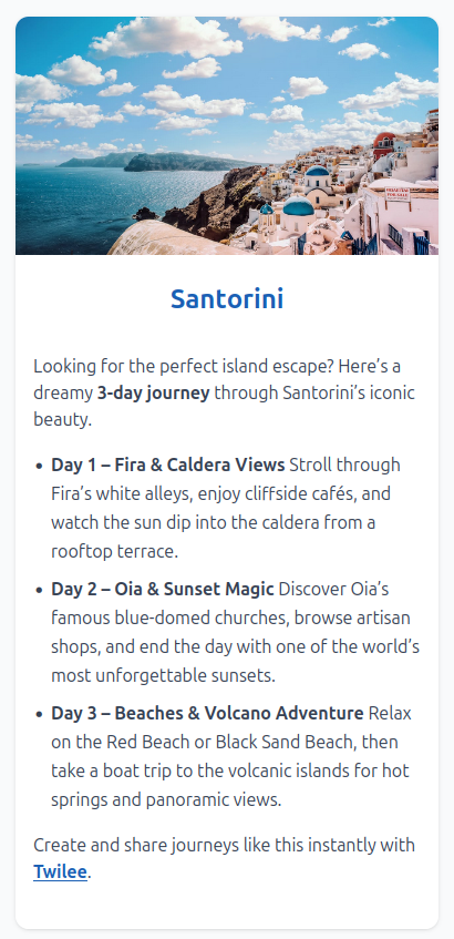 Twilee text content page on mobile